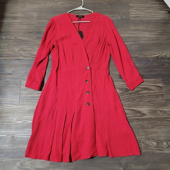 Julio Dresses & Skirts - Julio Elegant Red Button-Down Dress